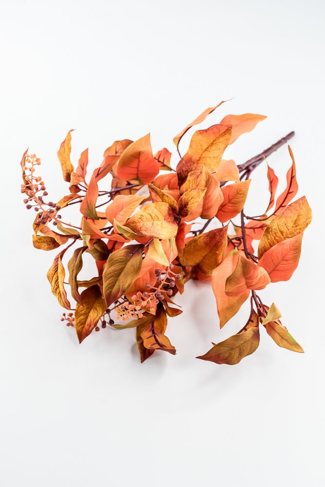 Pumpkin Velvet Leaf With Berry Bush - 16" - Greenery MarketXF686PUM