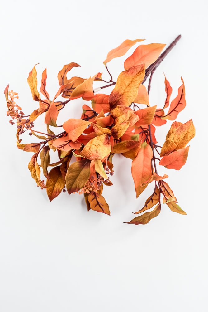 Pumpkin Velvet Leaf With Berry Bush - 16" - Greenery MarketXF686PUM