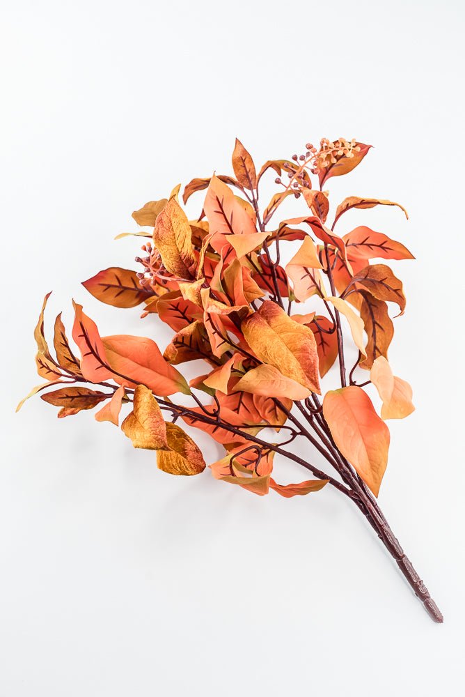 Pumpkin Velvet Leaf With Berry Bush - 16" - Greenery MarketXF686PUM