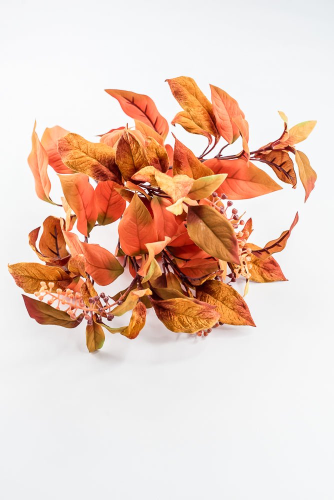 Pumpkin Velvet Leaf With Berry Bush - 16" - Greenery MarketXF686PUM