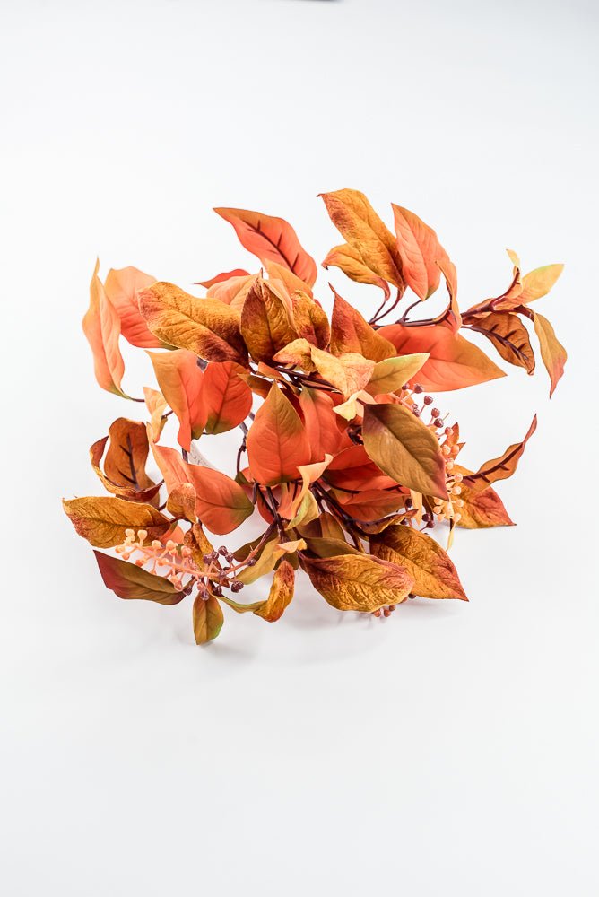 Pumpkin Velvet Leaf With Berry Bush - 16" - Greenery MarketXF686PUM