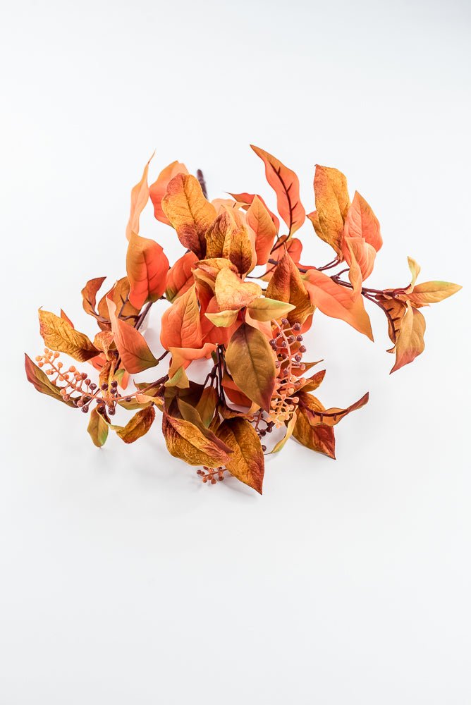 Pumpkin Velvet Leaf With Berry Bush - 16" - Greenery MarketXF686PUM