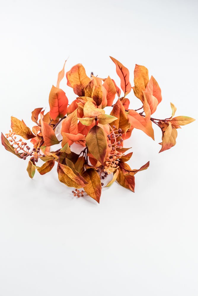 Pumpkin Velvet Leaf With Berry Bush - 16" - Greenery MarketXF686PUM