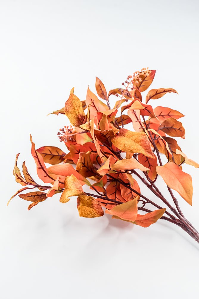 Pumpkin Velvet Leaf With Berry Bush - 16" - Greenery MarketXF686PUM