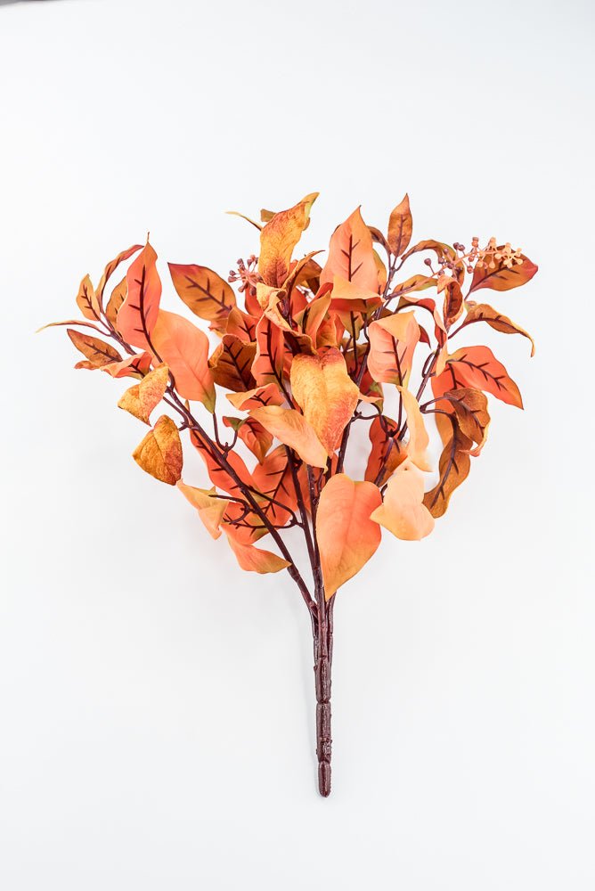 Pumpkin Velvet Leaf With Berry Bush - 16" - Greenery MarketXF686PUM