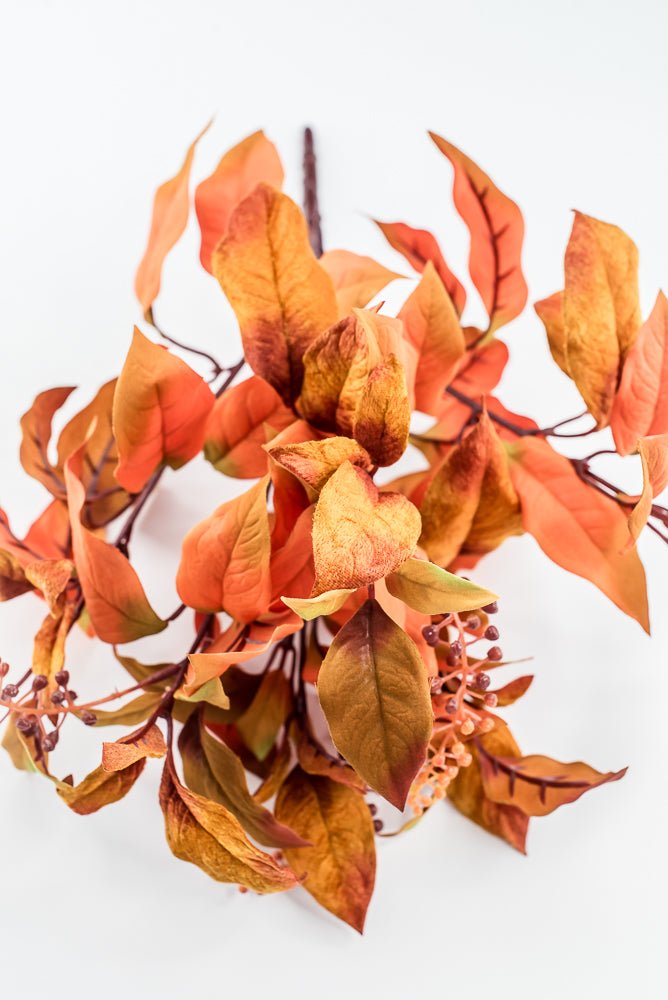 Pumpkin Velvet Leaf With Berry Bush - 16" - Greenery MarketXF686PUM
