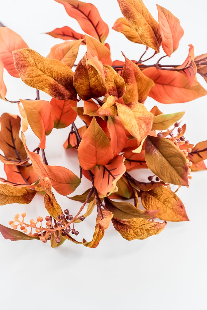 Pumpkin Velvet Leaf With Berry Bush - 16" - Greenery MarketXF686PUM