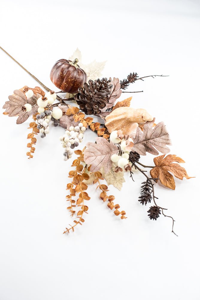 pumpkins and leaves spray - Greenery MarketArtificial Flora84494