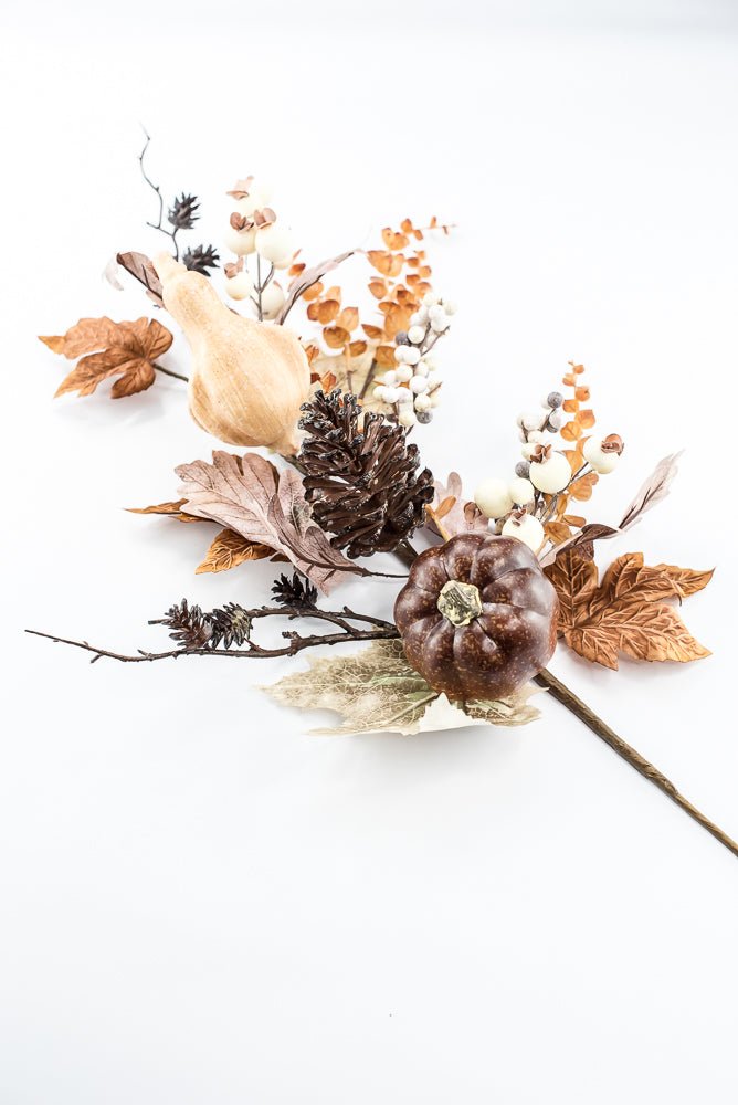 pumpkins and leaves spray - Greenery MarketArtificial Flora84494