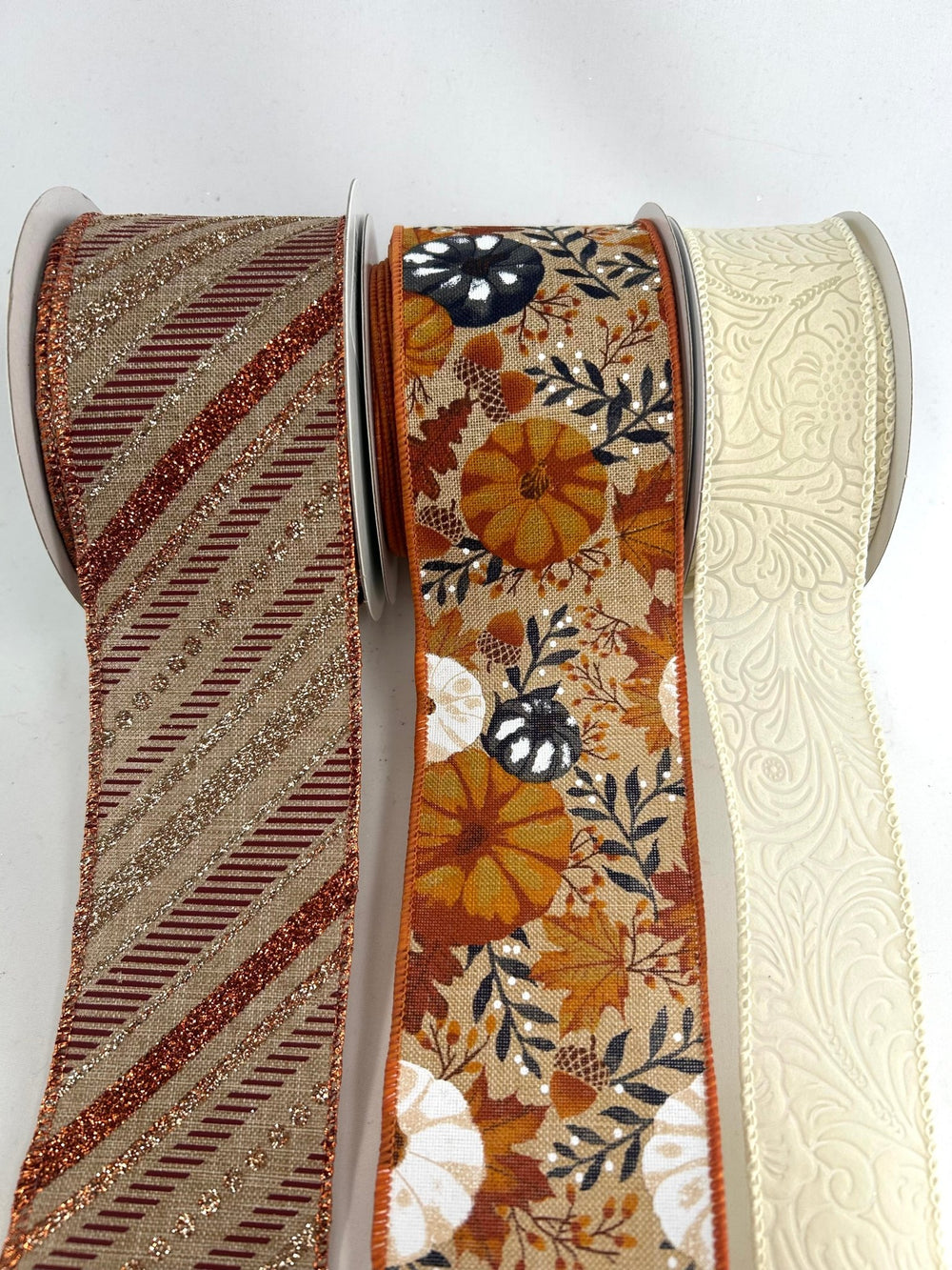 Pumpkins, Copper Stripe, Bow Bundle x 3 Ribbons - Greenery MarketCopStripeX3
