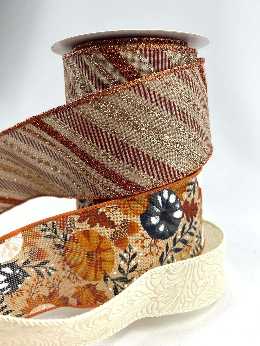 Pumpkins, Copper Stripe, Bow Bundle x 3 Ribbons - Greenery MarketCopStripeX3