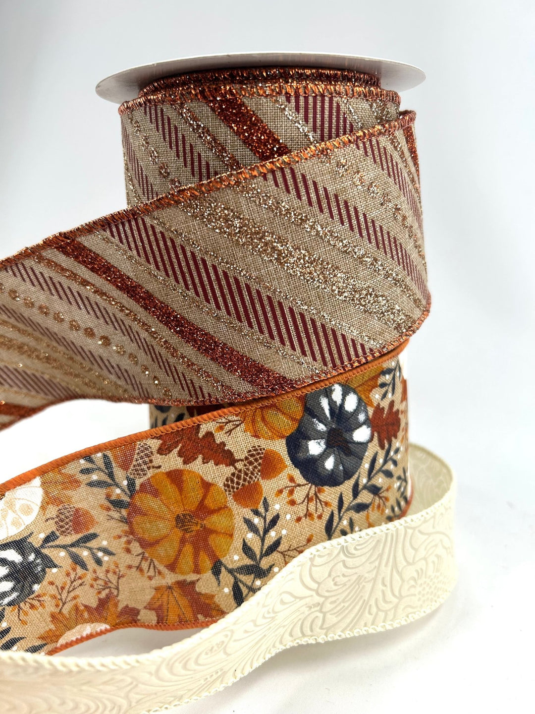 Pumpkins, Copper Stripe, Bow Bundle x 3 Ribbons - Greenery MarketCopStripeX3