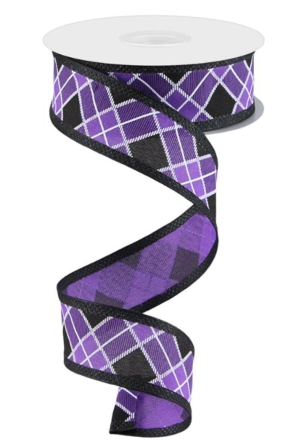 Purple and black plaid wired ribbon 1.5” - Greenery MarketWired ribbonRGA846623