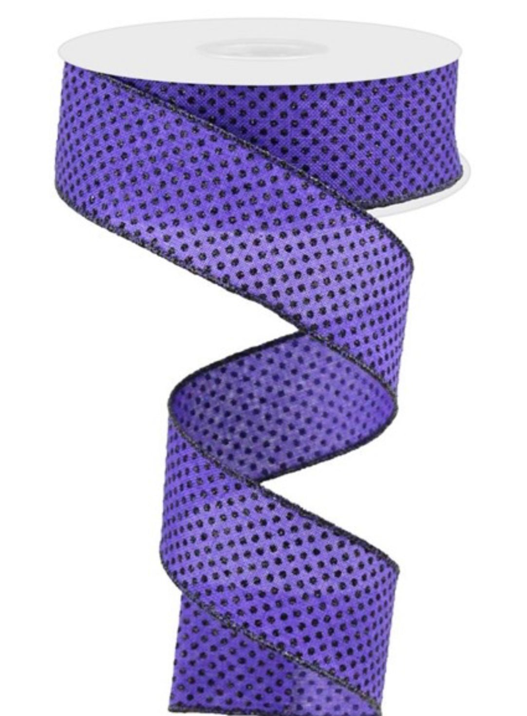 Purple and black polka dots wired ribbon 1.5” - Greenery MarketRibbons & TrimRGA17318W