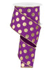 purple and gold metallic dot wired ribbon 2.5” - Greenery MarketRGE1662CN