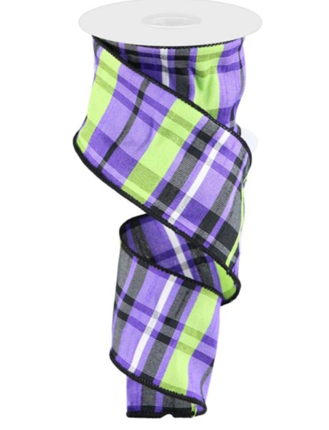 purple and lime green plaid, 2.5” wired ribbon - Greenery MarketWired ribbonRGC1332YR