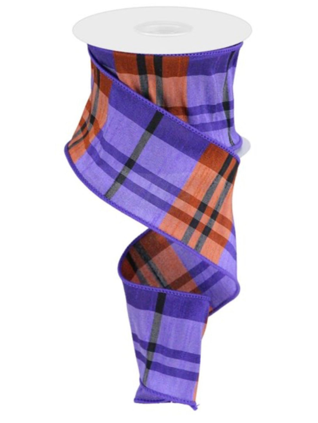 purple and orange plaid dupioni, 2.5” wired ribbon - Greenery MarketWired ribbonRGA1234CW