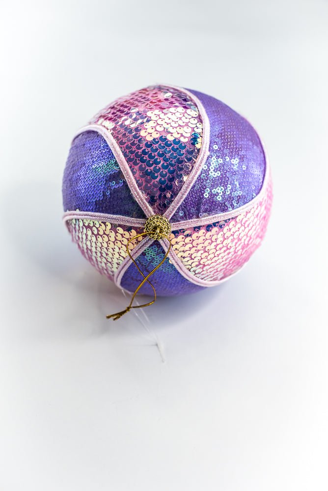 Purple and Pink Sequin Swirl Iridescent Ornament Ball - Greenery Market86469PK