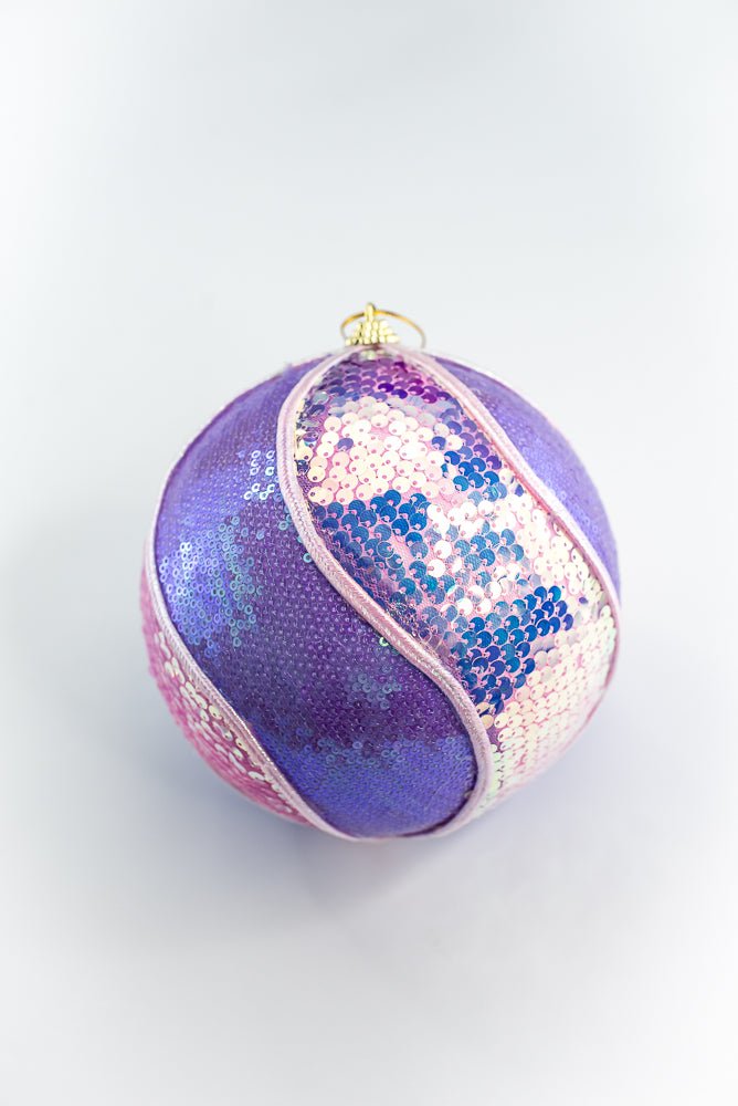 Purple and Pink Sequin Swirl Iridescent Ornament Ball - Greenery Market86469PK