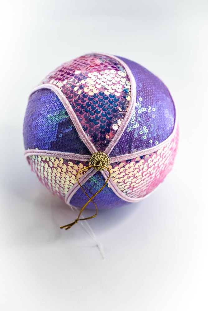 Purple and Pink Sequin Swirl Iridescent Ornament Ball - Greenery Market86469PK