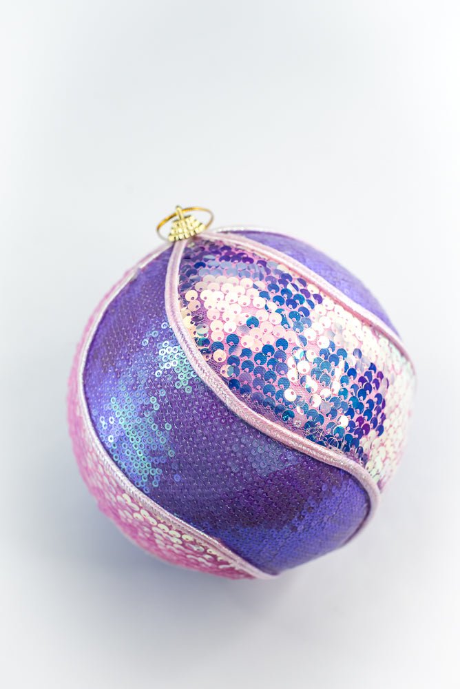 Purple and Pink Sequin Swirl Iridescent Ornament Ball - Greenery Market86469PK