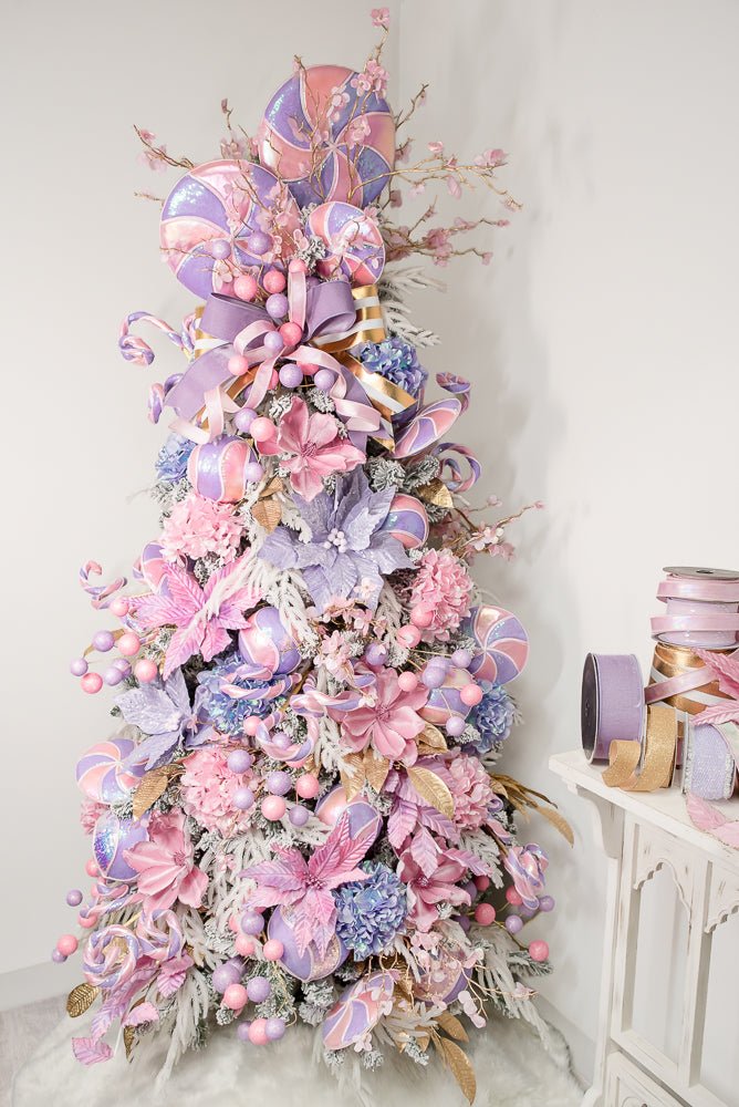 Purple and Pink Sequin Swirl Iridescent Ornament Ball - Greenery Market86469PK