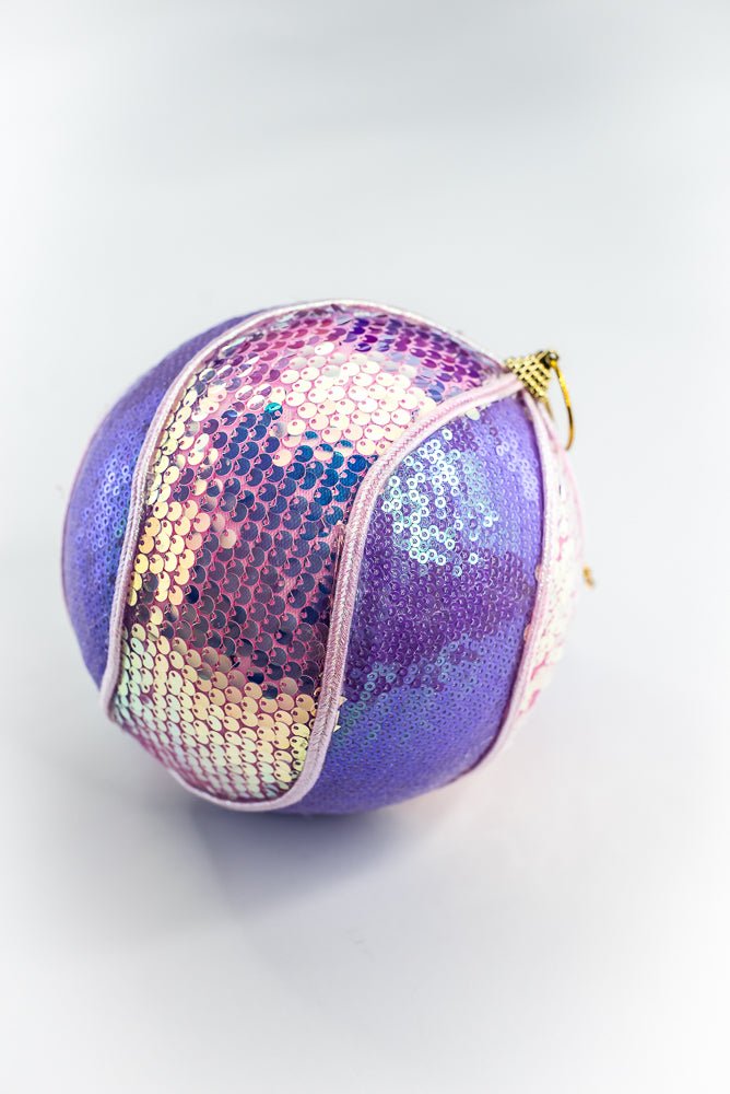 Purple and Pink Sequin Swirl Iridescent Ornament Ball - Greenery Market86469PK