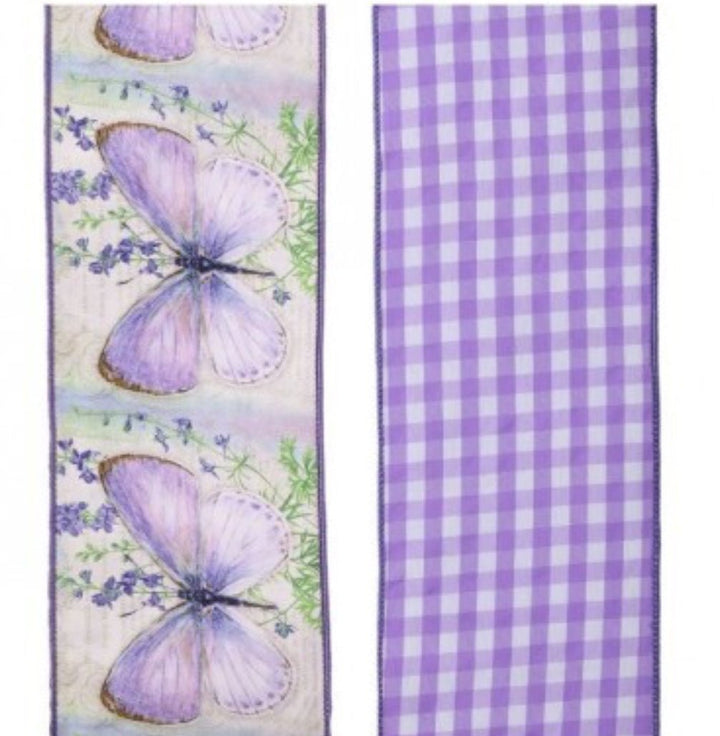 Purple Butterflies 4” wired ribbon - Greenery MarketRibbons & TrimMT26557