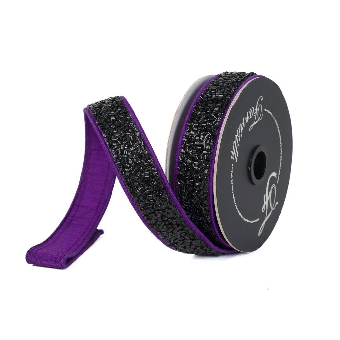 Purple Creepy Fuzz Farrisilk Wired Ribbon - 1" - Greenery MarketHR036 - 27