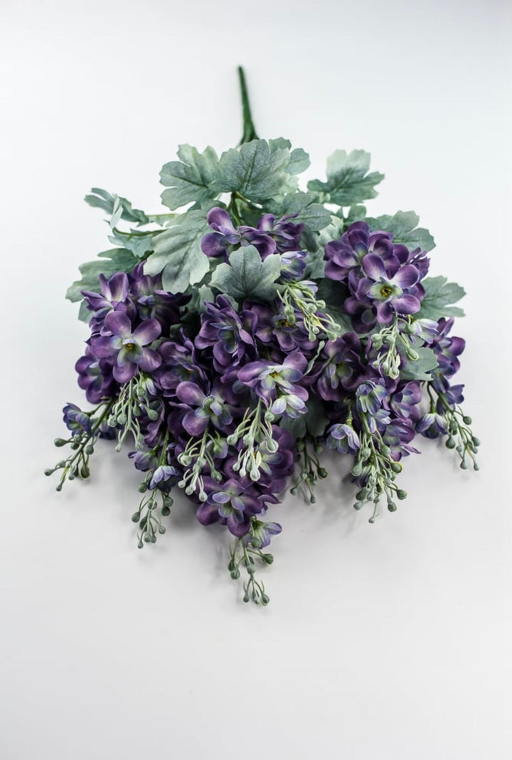Purple delphiniums artificial flower bush - Greenery MarketArtificial Flora84296 - PU