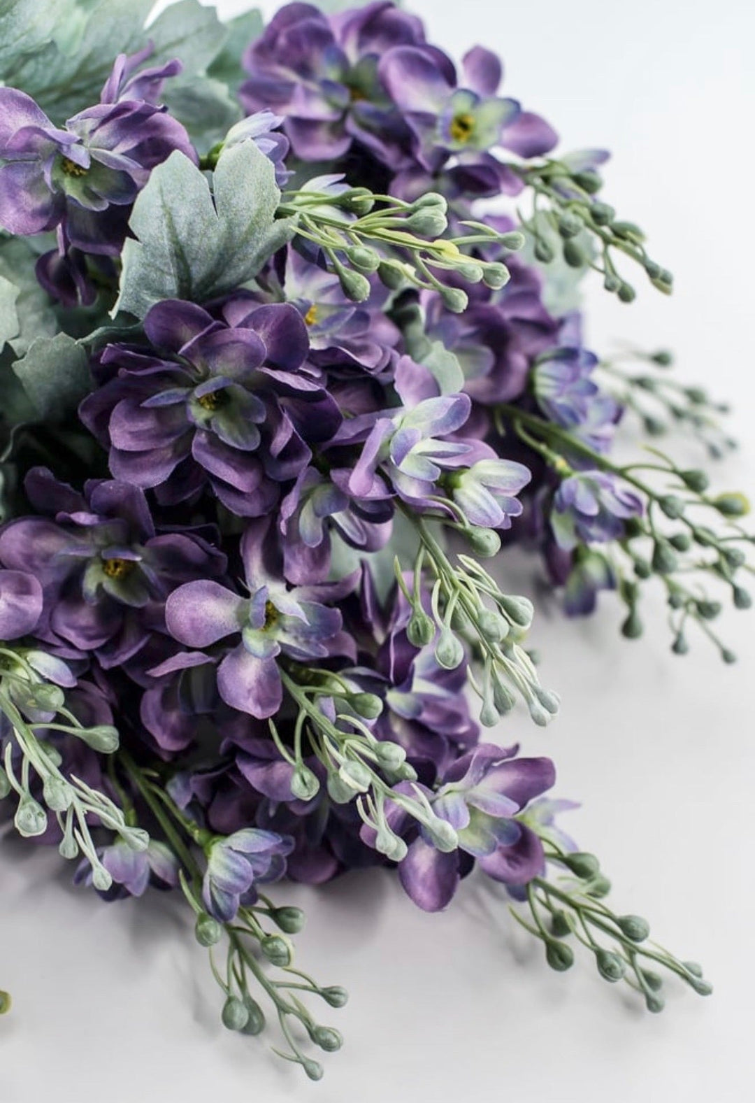 Purple delphiniums artificial flower bush - Greenery MarketArtificial Flora84296-PU