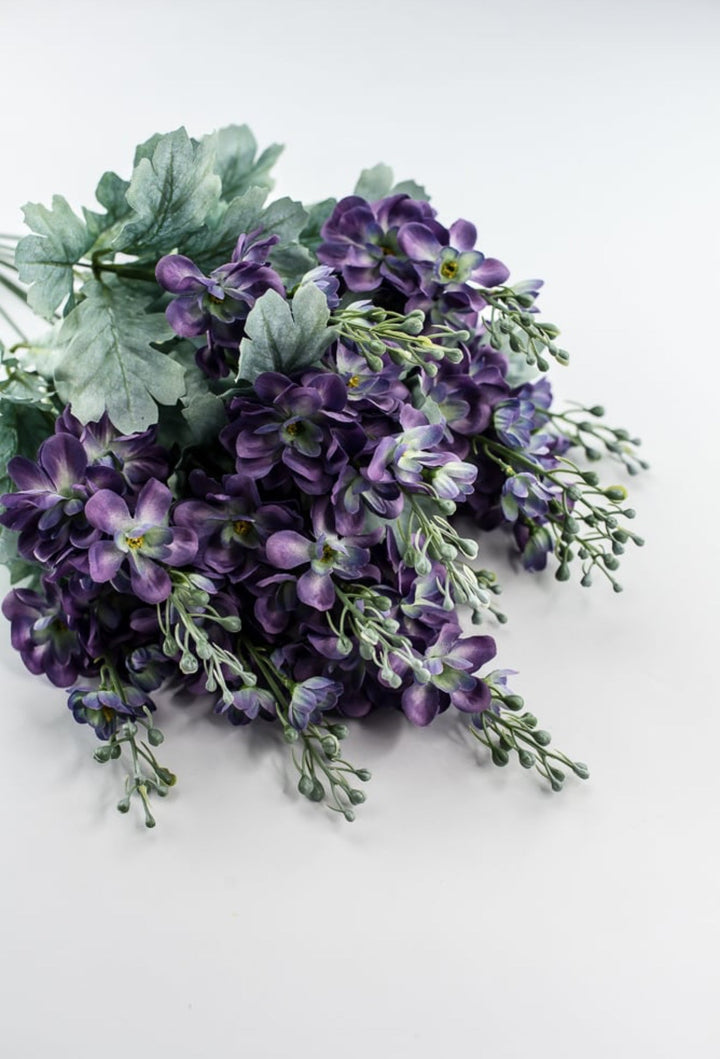 Purple delphiniums artificial flower bush - Greenery MarketArtificial Flora84296 - PU