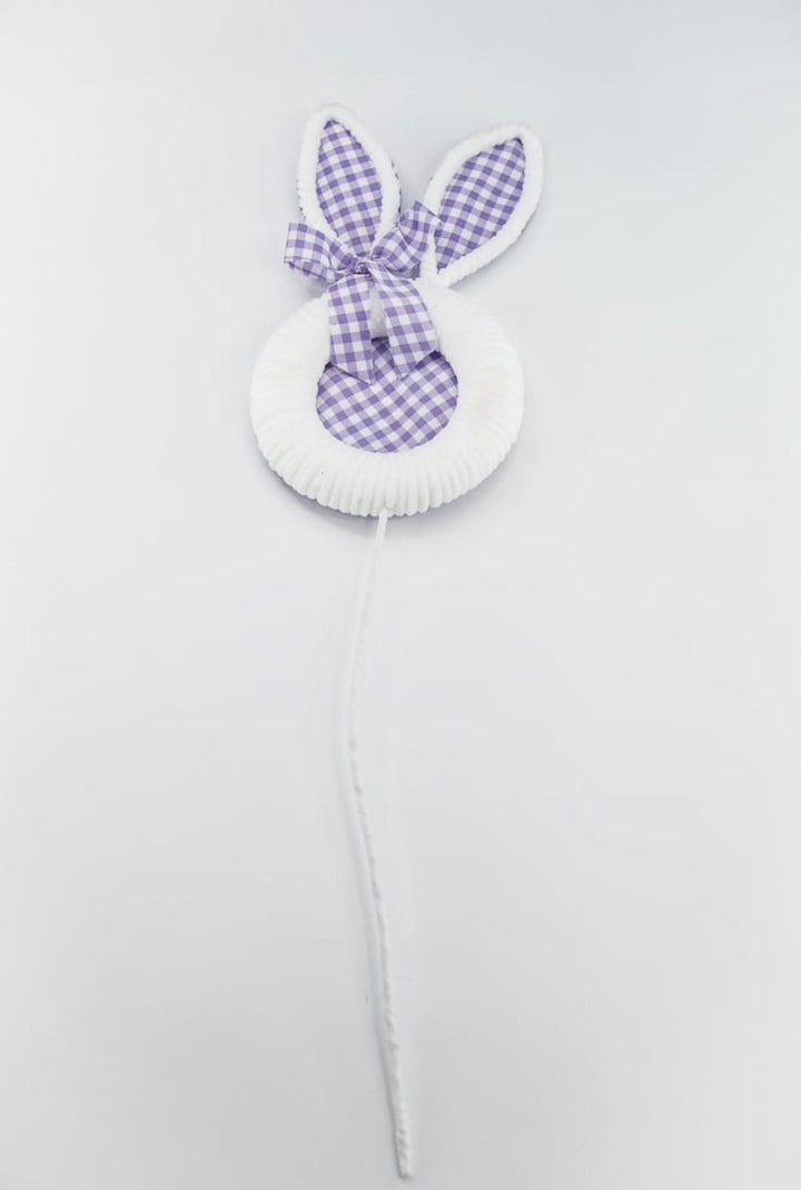Purple Gingham Easter Bunny Head Stem - 25" - Greenery Market65601-PU