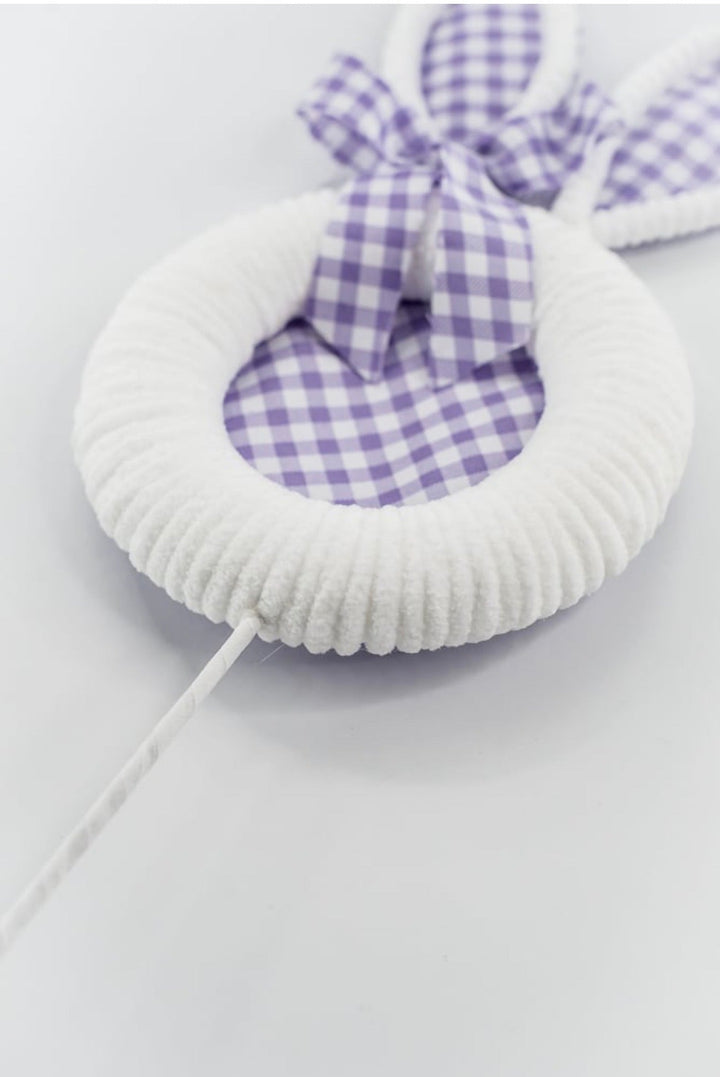Purple Gingham Easter Bunny Head Stem - 25" - Greenery Market65601-PU
