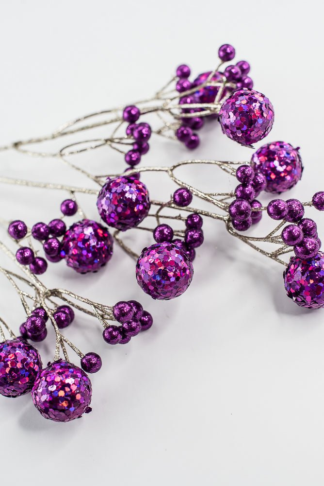 Purple Glitter Ball Spray - 23" - Greenery MarketXG1087PU