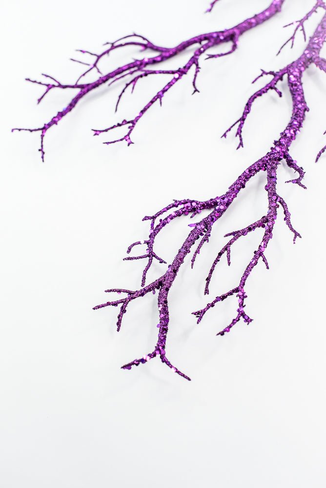 Purple Glitter Twig Spray - Greenery Market57266PU