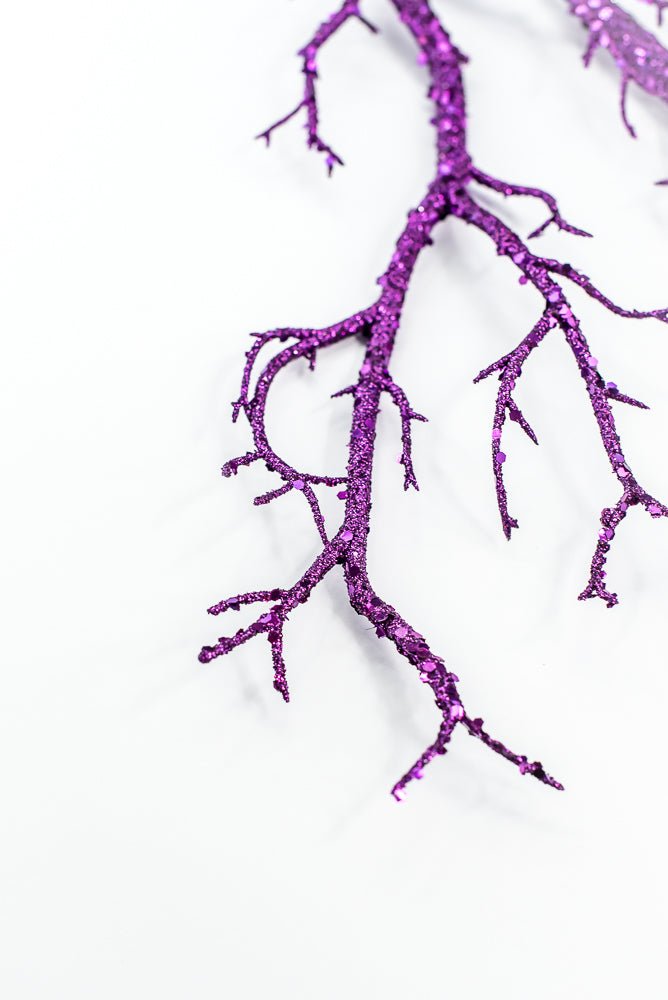 Purple Glitter Twig Spray - Greenery Market57266PU