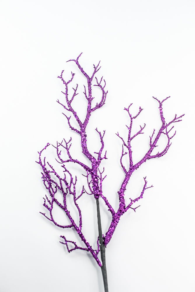 Purple Glitter Twig Spray - Greenery Market57266PU