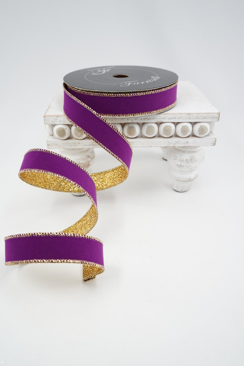 Purple Gold Gleam Farrisilk Wired Ribbon - 1" - Greenery MarketRS203-58
