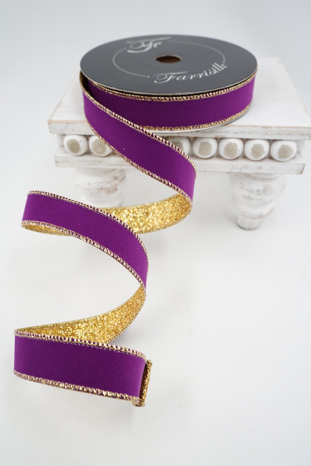 Purple Gold Gleam Farrisilk Wired Ribbon - 1" - Greenery MarketRS203-58