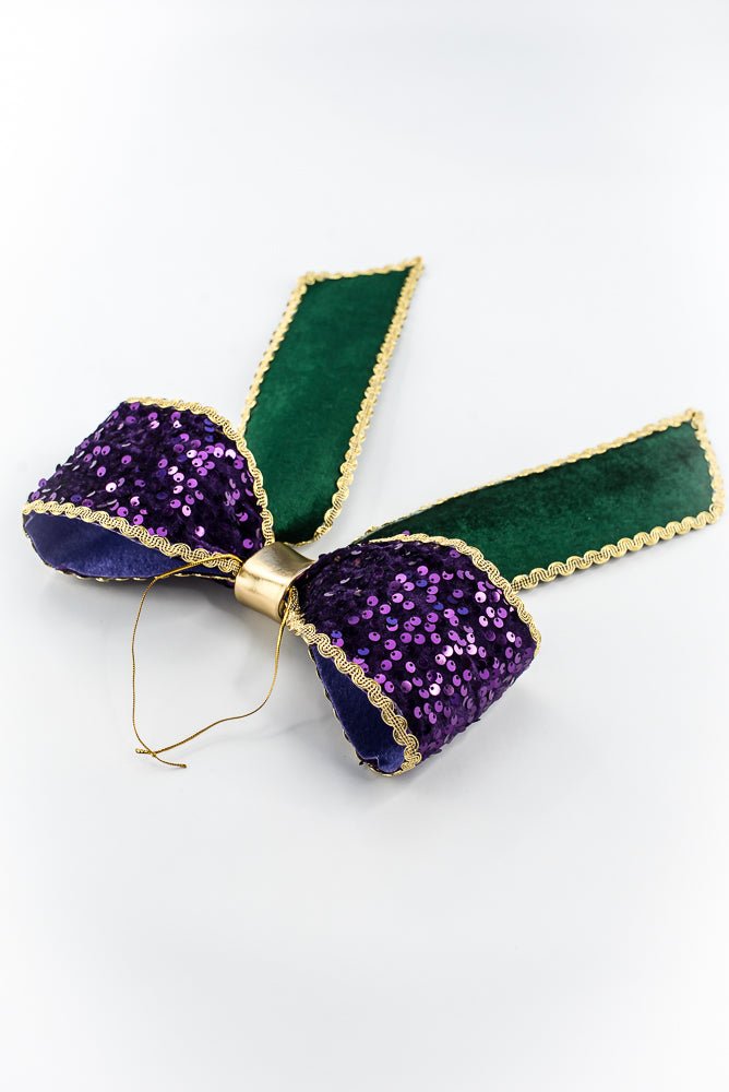 Purple & Green Mardi Gras Sequin Velvet Bow - 12" - Greenery MarketSeasonal & Holiday Decorations64073MG