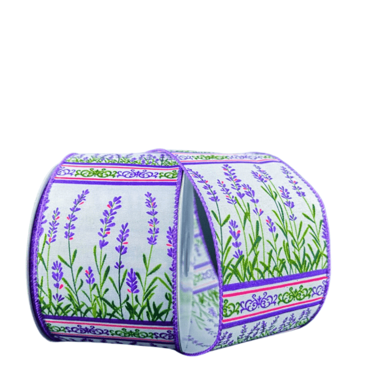 Purple Lavender Floral Wired Ribbon, 2.5” - Greenery MarketWired ribbon42411 - 40 - 30