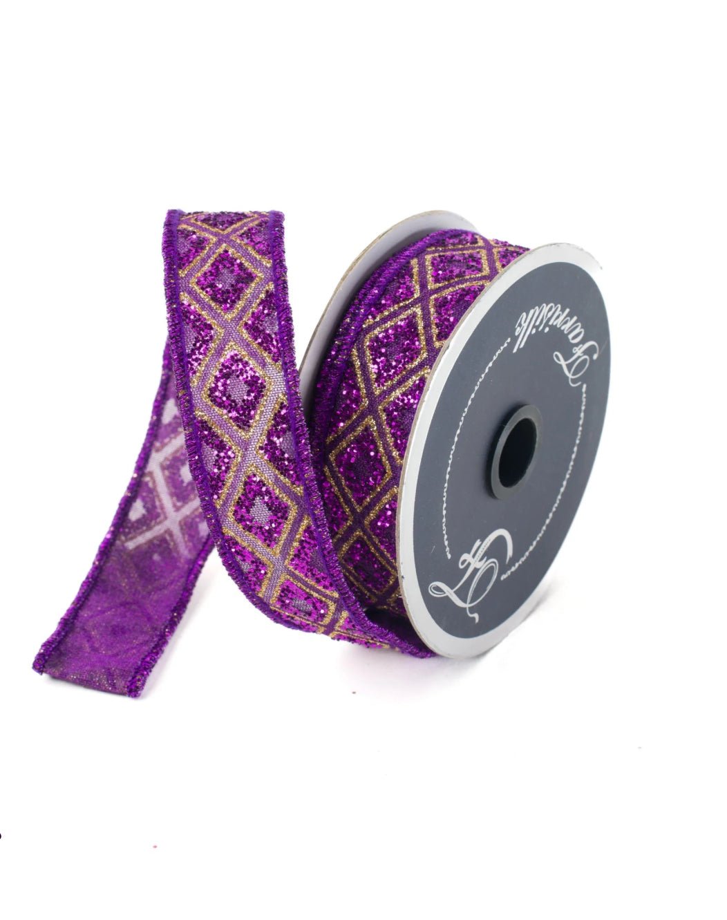 Purple, marquise diamond, farrisilk wired ribbon - Greenery MarketRibbons & TrimRK281 - 27