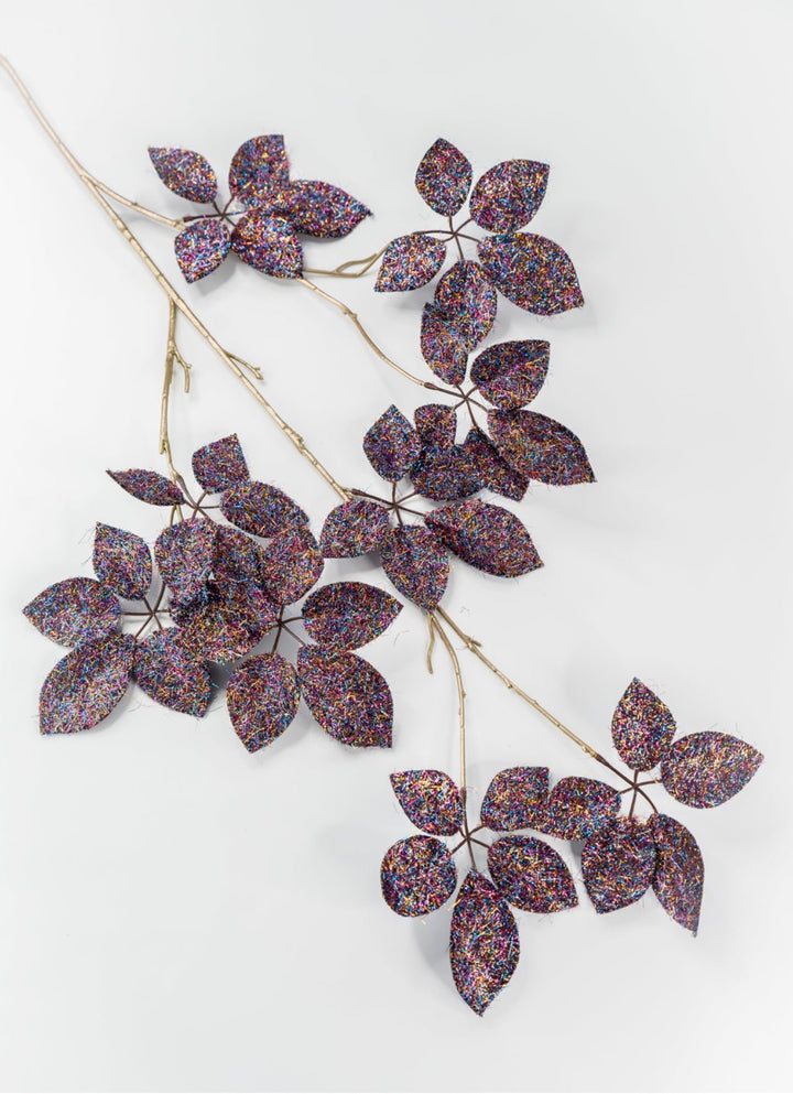 Purple Μetallic Schefflera Leaf Spray - 50.5" - Greenery MarketXFS069-PU
