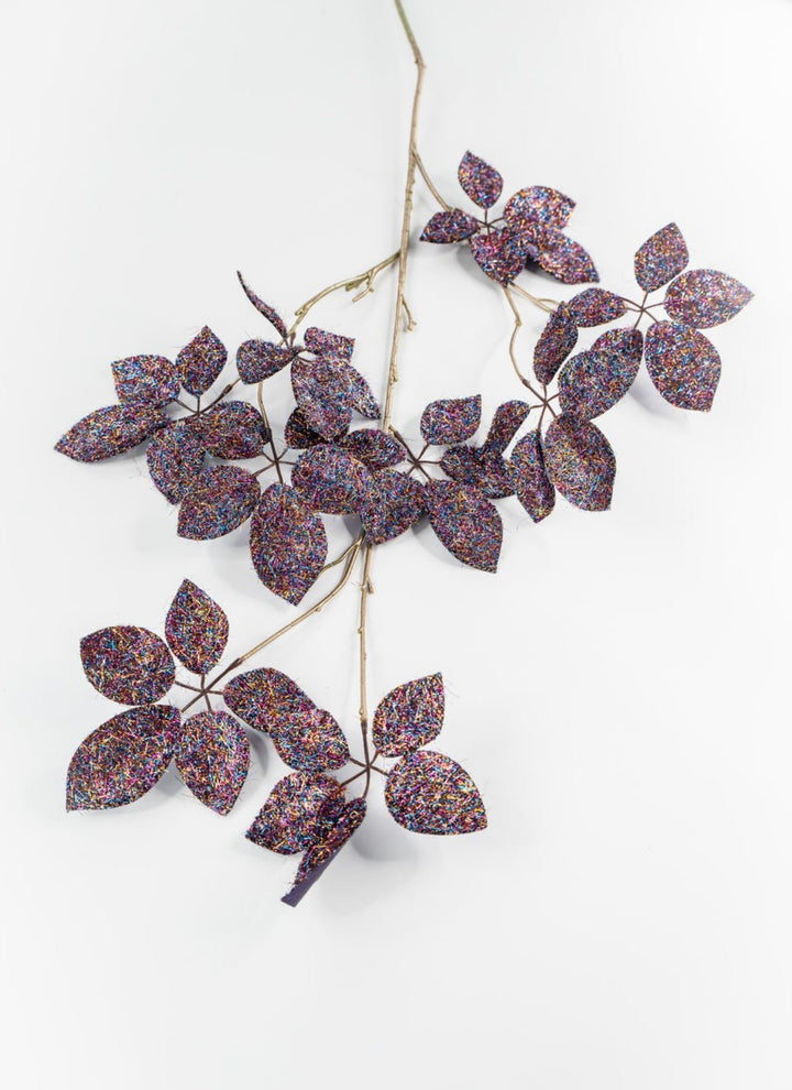Purple Μetallic Schefflera Leaf Spray - 50.5" - Greenery MarketXFS069-PU