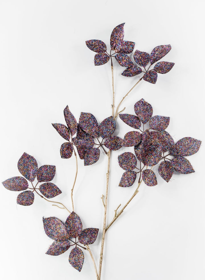 Purple Μetallic Schefflera Leaf Spray - 50.5" - Greenery MarketXFS069-PU