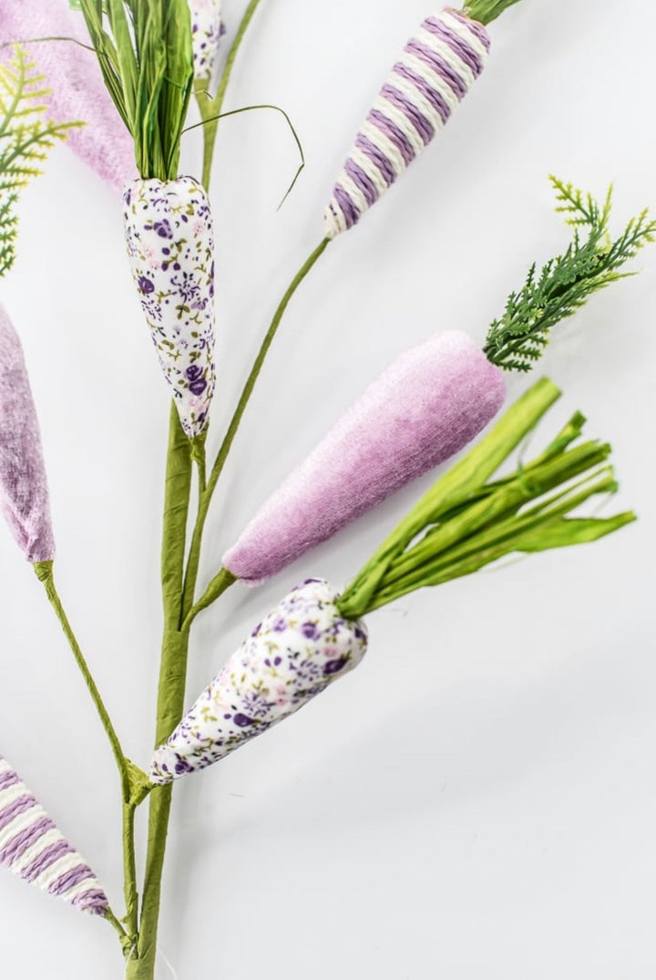 Purple Mixed Fabric Carrots Spray - 27" - Greenery Market65448-PU