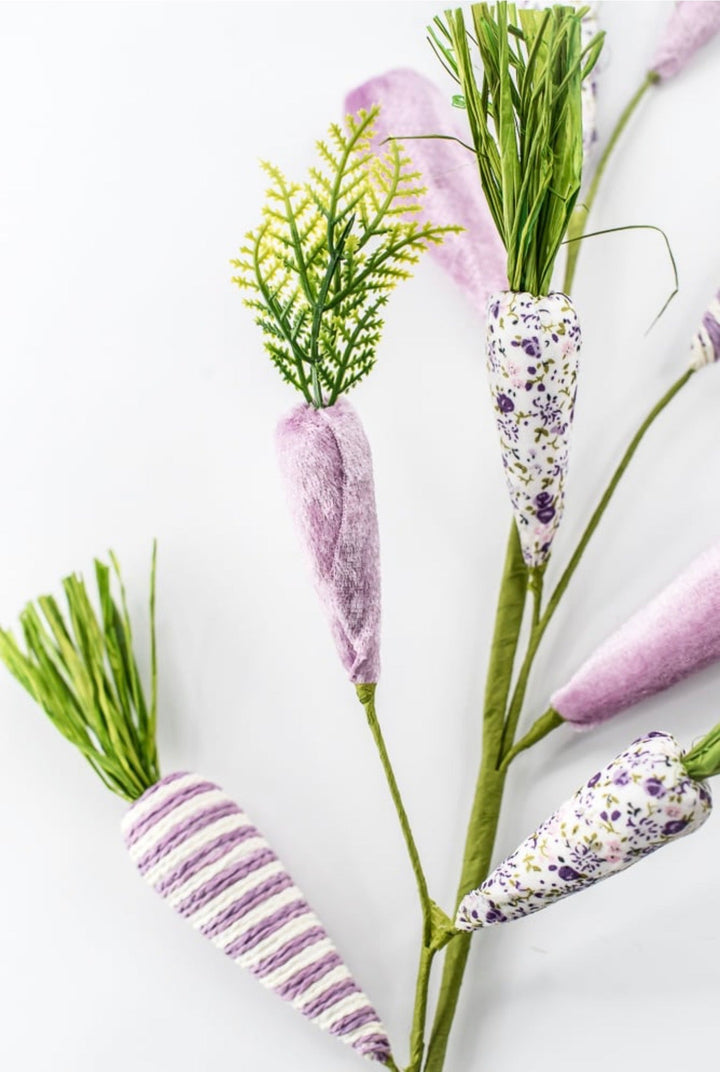 Purple Mixed Fabric Carrots Spray - 27" - Greenery Market65448-PU