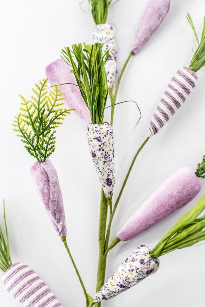 Purple Mixed Fabric Carrots Spray - 27" - Greenery Market65448-PU