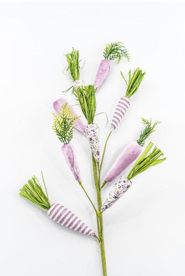 Purple Mixed Fabric Carrots Spray - 27" - Greenery Market65448-PU
